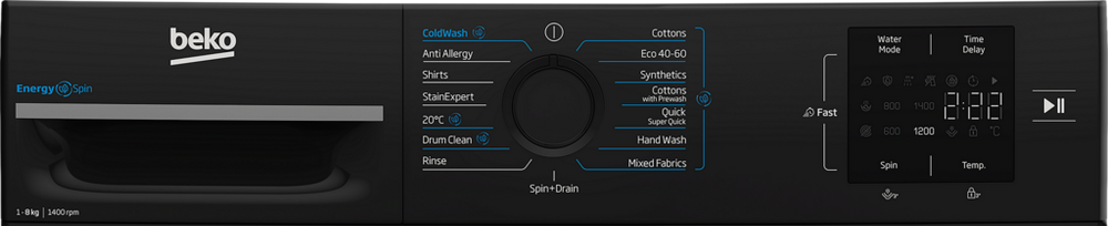 Beko BMN3WT3841B 8kg 1400 Spin Washing Machine - Black