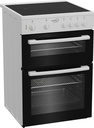 Zenith ZE605W 60cm Twin Cavity Electric Cooker with Glass Hob - White