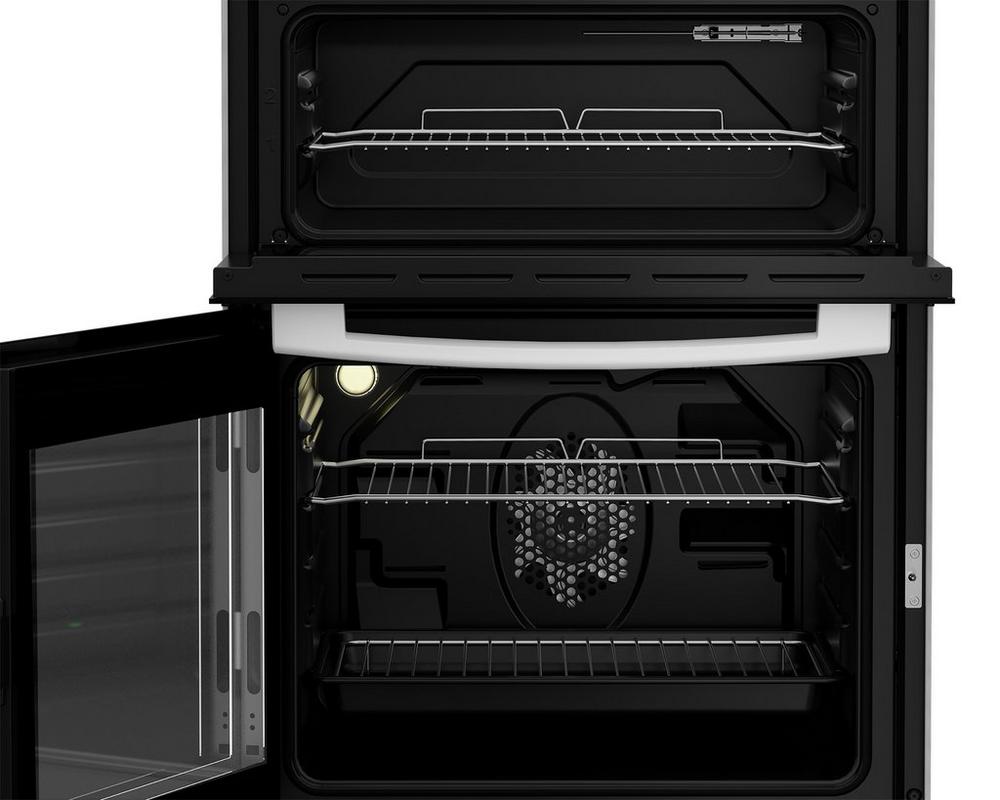 Zenith ZE605W 60cm Twin Cavity Electric Cooker with Glass Hob - White