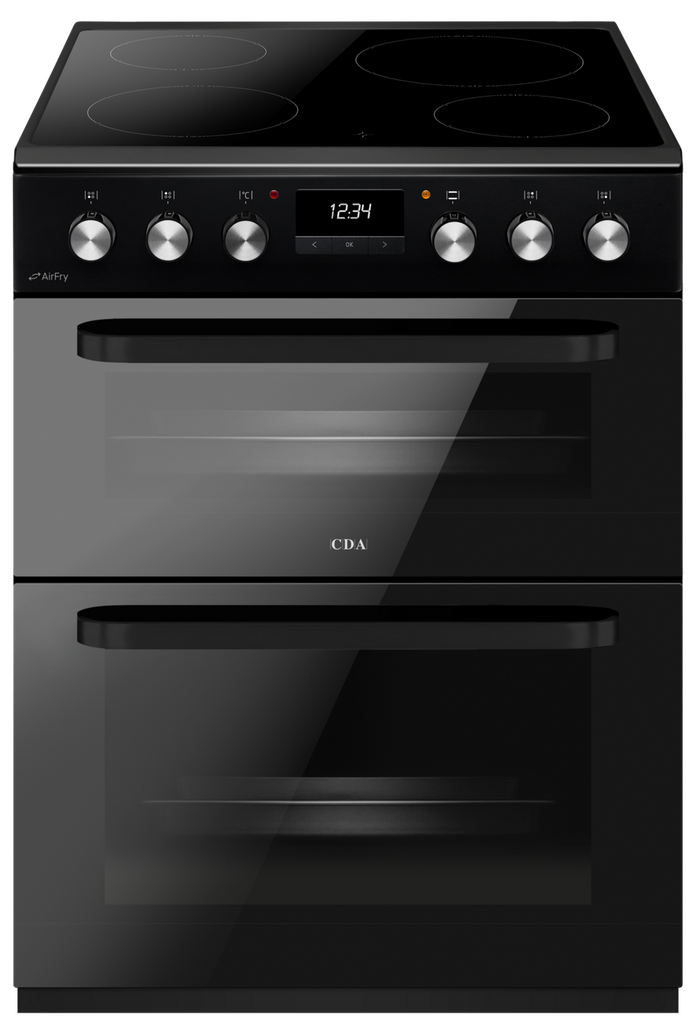 CDA CFC631BL 60cm Double Oven Electric Cooker with Ceramic Hob - Black