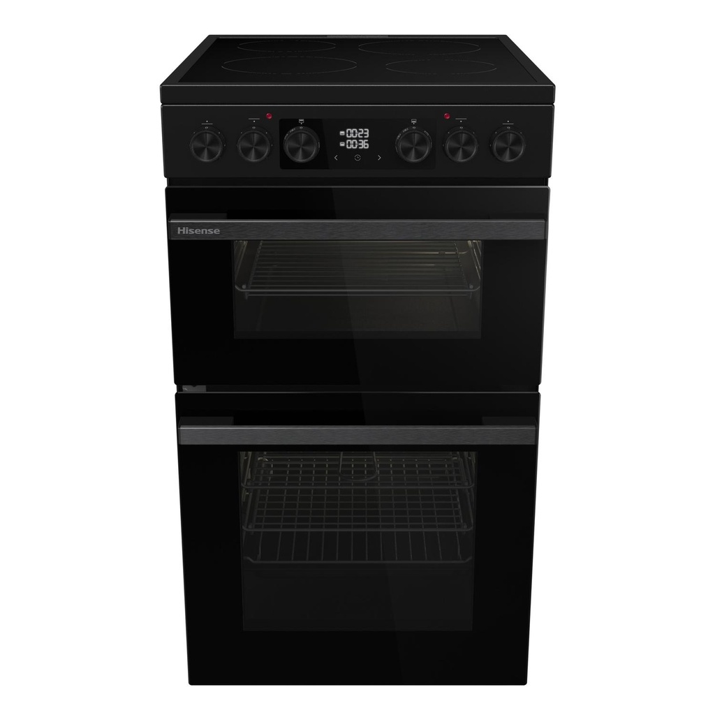 Hisense HDCEC5C10B 50cm Double Oven Electric Cooker with Ceramic Hob - Black