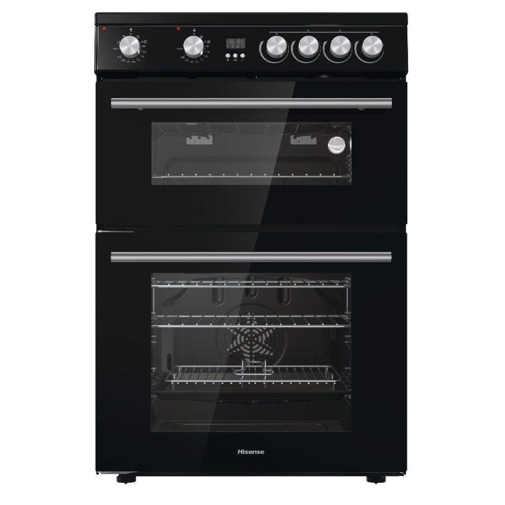 [HDE3211BBUK] Hisense HDE3211BBUK 60cm Double Oven Electric Cooker with Ceramic Hob - Black