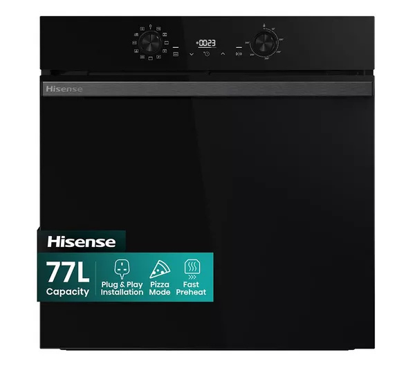 [BI622ABPGUK] Hisense BI622ABPGUK  Built In Electric Single Steam, Plug & Play Oven - Jet Black
