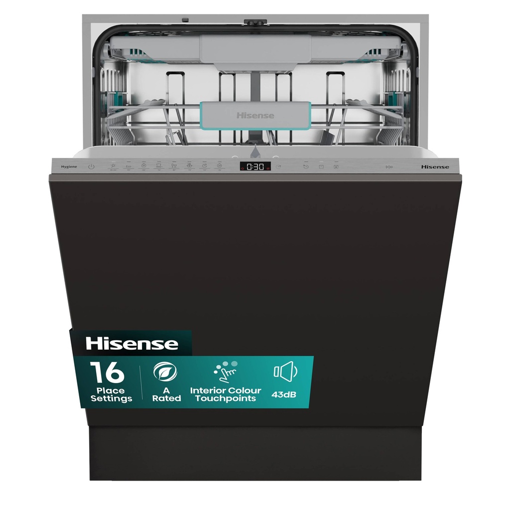 Hisense HV16AUK Full-Size Fully Integrated Dishwasher - 16 Place Settings