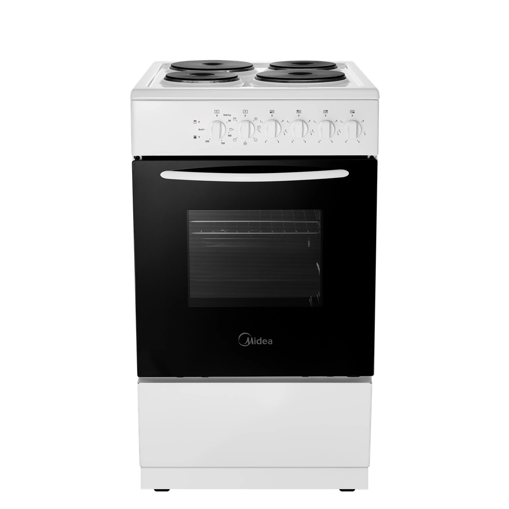 [MFO20DME4H109WH] Midea MFO20DME4H109-WH 50cm Single Oven Electric Cooker with Solid Plate Hob - White