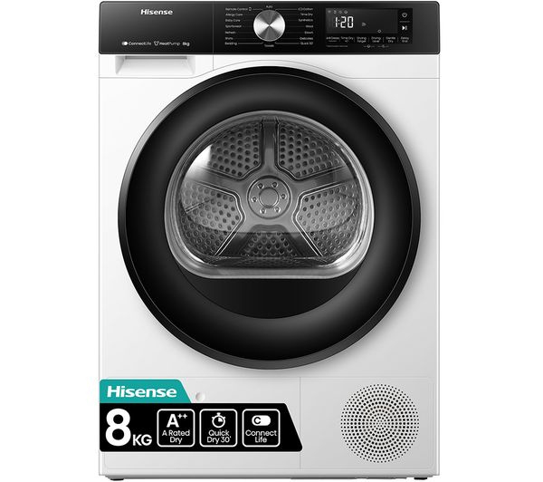 Hisense 3S Series DH3S802BW3 WiFi-enabled 8kg Heat Pump Tumble Dryer - White