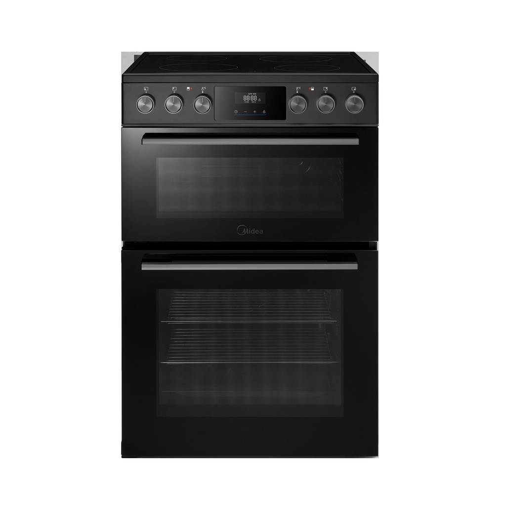 [MFO24EME4R118-B] Midea MFO24EME4R118-BK 60cm Double Oven Cooker with Ceramic Hob - Black