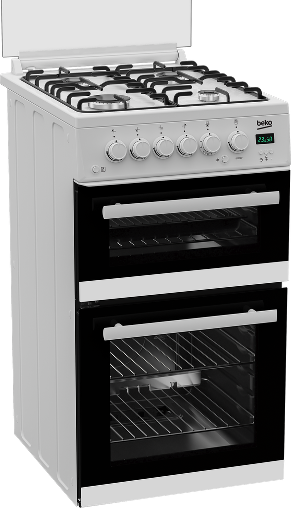 [EDG507W] Beko EDG507W 50cm Twin Cavity Gas Cooker with Gas Hob - White