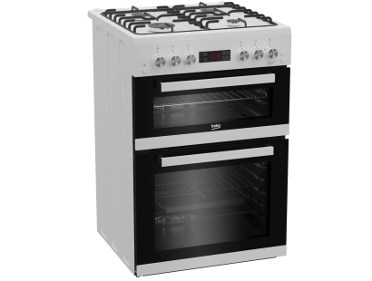 Beko EDG634W 60cm Double Oven Gas Cooker with Gas Hob - White