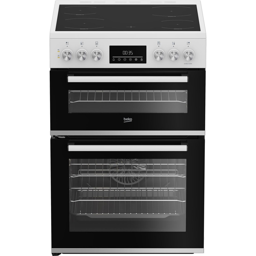 Beko EDC6731W 60cm Double Oven Electric Cooker in White Ceramic Hob