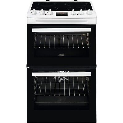 Zanussi ZCV46250WA 55cm Double Electric Cooker with Ceramic Hob - White