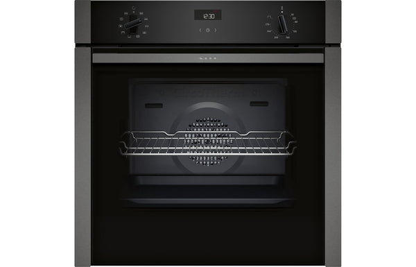 NEFF B3ACE4HG0B 59.4cm Built In Electric Single Oven - Black with Graphite Trim
