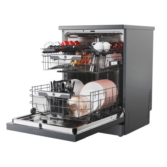 Hoover HF4C7L0A Full Size Dishwasher in Graphite - 14 Place Settings