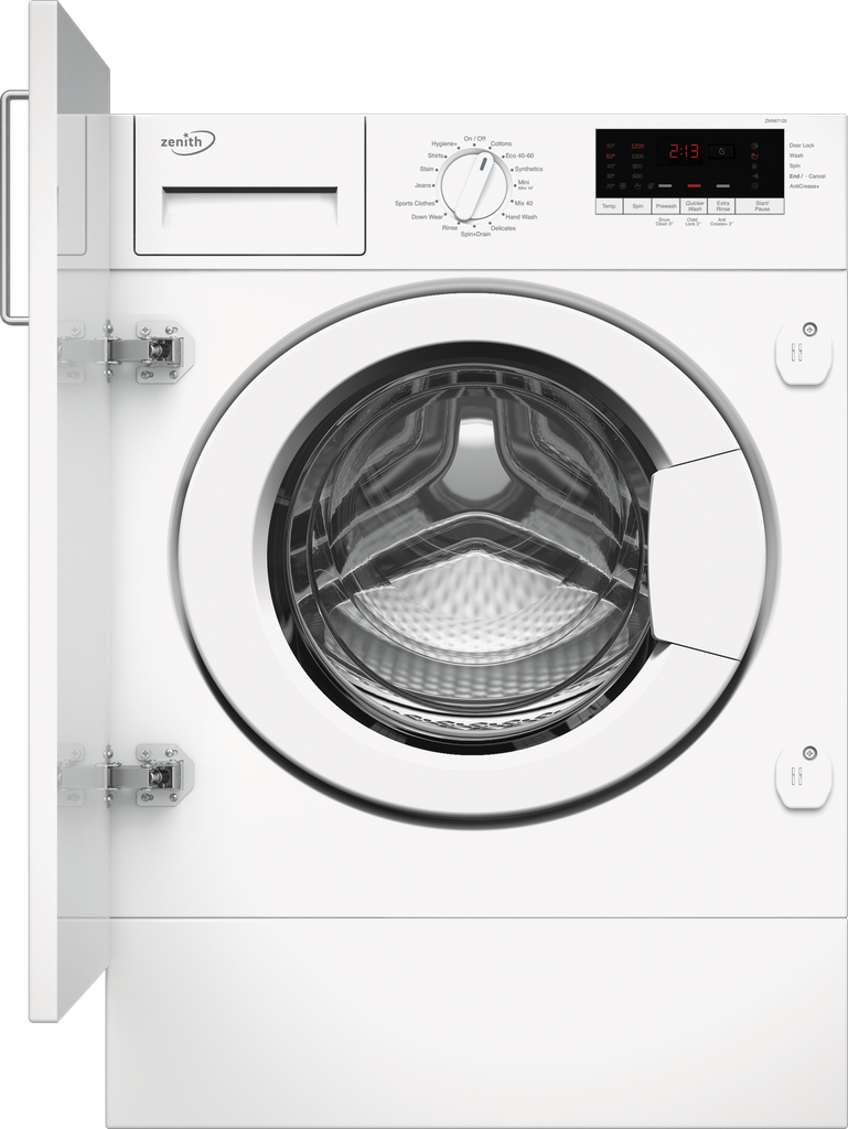 Zenith ZWMI7120 Integrated 7kg 1200 Spin Washing Machine with Drum Clean - White