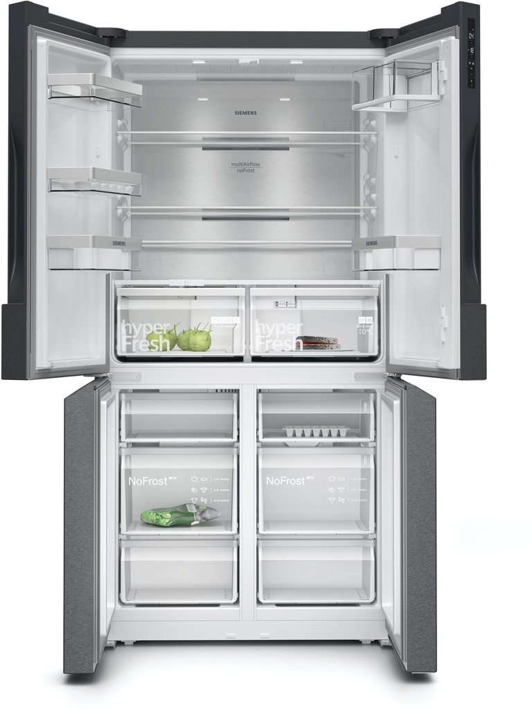 Siemens KF96NAXEAG IQ500 90.5cm Multi Door American Style Fridge Freezer - Black Stainless Steel