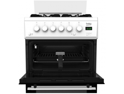 [EDG506W] Beko EDG506W 50cm Twin Cavity Gas Cooker with Glass Lid - White