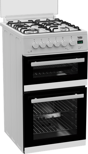 [EDG507W] Beko EDG507W 50cm Twin Cavity Gas Cooker with Gas Hob - White