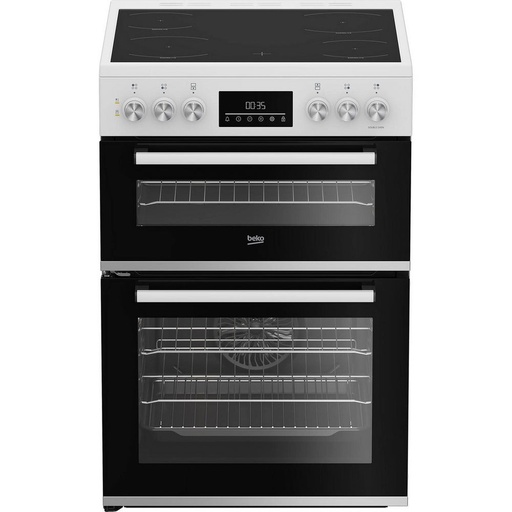 [EDC6731W] Beko EDC6731W 60cm Double Oven Electric Cooker in White Ceramic Hob